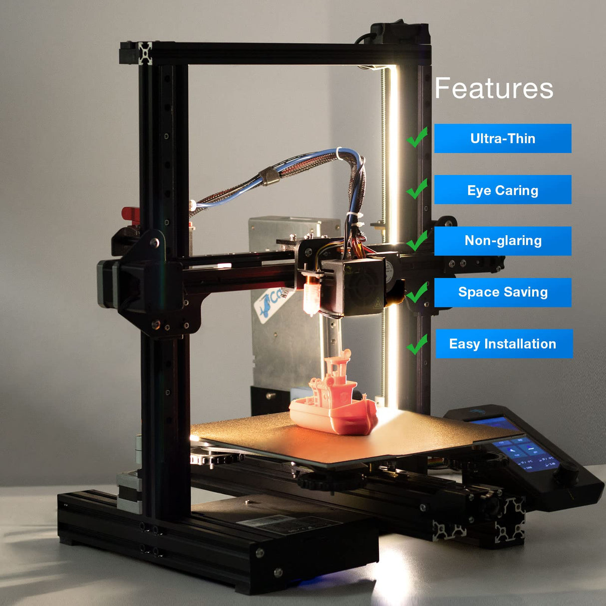 UniTak3D Ender 3 3D Printer LED Light 24V 7.5W Dual Sides Embedded Light Bar Strip Upgrades for Ender 3 V2, Ender 3 Pro,Ender 3 S1,CR6SE, Voxlab Aquila-2020 Profile UniTak3D