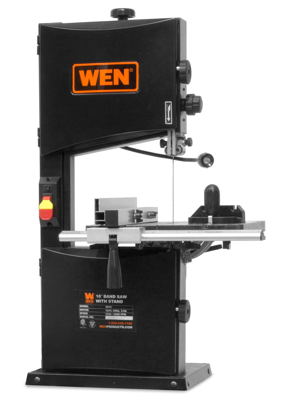 WEN Band Saw with Stand, 10-Inch, 3.5-Amp, Two-Speed (BA3962) and BB7225 72" Woodcutting Bandsaw Blade with 6 TPI & 1/4" Width WEN