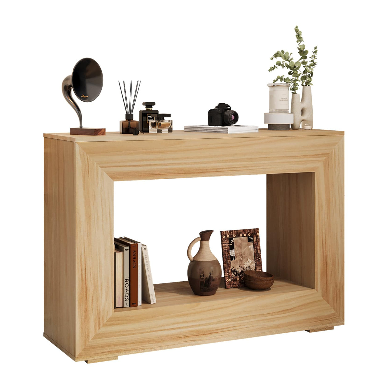 ROOMTEC 47" Farmhouse Console Table, Narrow Entryway Console Table, Sofa Tables with Storage, Industrial Hallway Accent Tables for Living Room, Entrance, Foyer (Oak Color) ROOMTEC