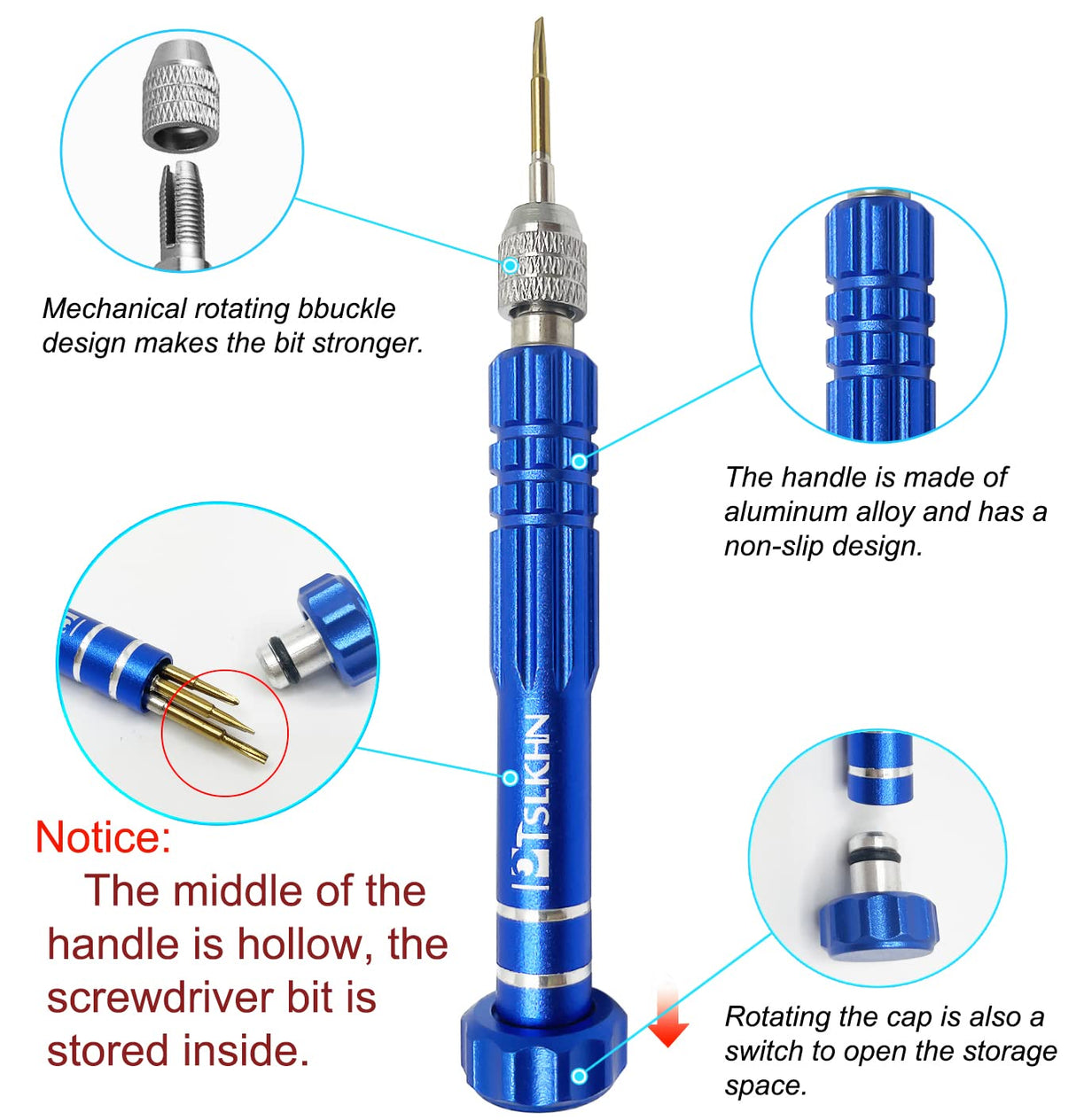 5-in-1 Multifunctional Small Screwdriver, PTSLKHN S2 Steel Magnetic Screwdriver Kit for Eyeglass, Sunglasses, Electronics, Cellphone, Jewelry and More PTSLKHN