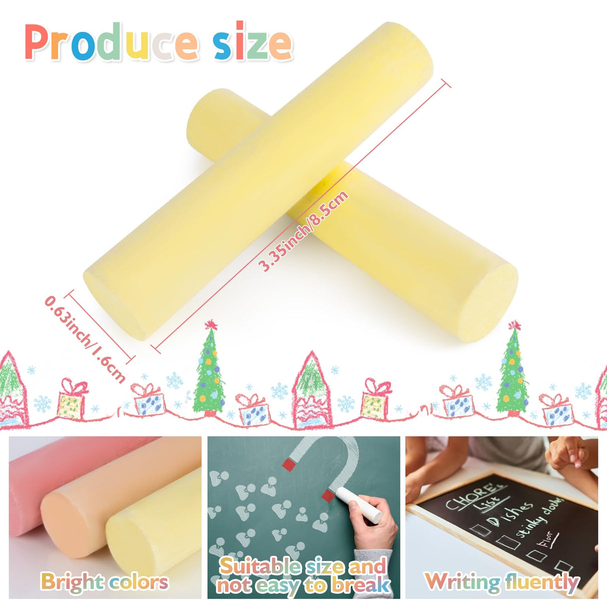 MAQIHAN 16PCS Sidewalk Chalk - Chalk Bulk, 6 Colors,Indoor and Outdoor, Washable is suitable for drawing writing on sidewalk, street, walls, playground, blackboard, classroom, school MAQIHAN