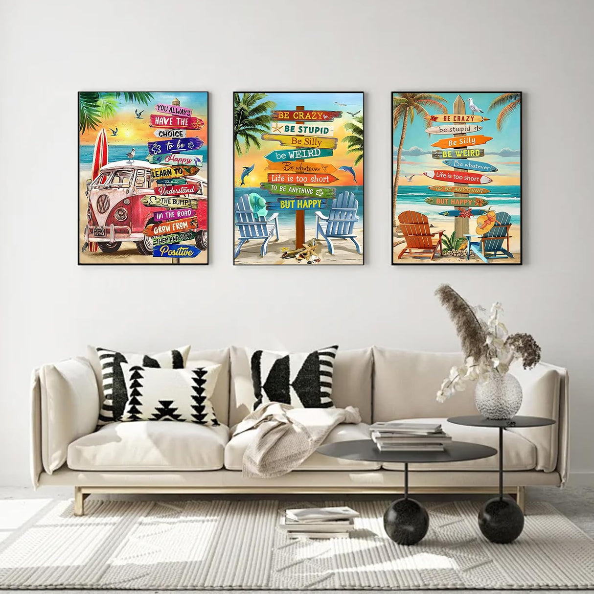 Diamond Art Kits for Adults Beginner- 3 Pack Tropical Beach DIY Diamond Painting Kits 5D Diamond Dots Gem Art Crafts with Tools- Round Full Drill Funny Crafts for Home Wall Decor&Gift 12x16inch Fairyland JinWenn