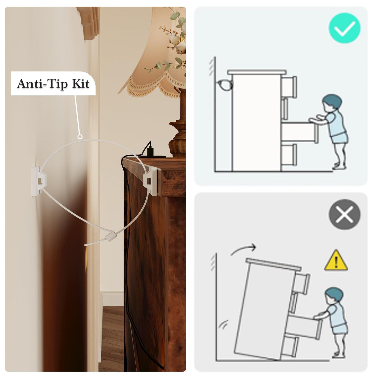 LIKIMIO 6 Drawer 59" Dresser with LED and Power Strip, Dressers & Chests of Drawers with Storage Cabinet for Bedroom, Rustic Brown LIKIMIO