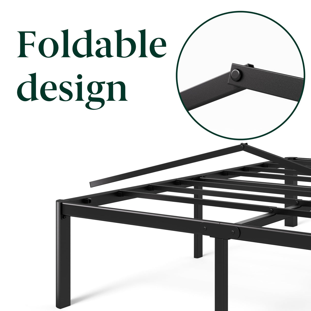 ZINUS Van 16 Inch Metal Platform Bed, Steel Slat Support, No Box Spring Needed, Eco Friendly WonderBox Packaging, Easy Assembly, Black, Queen ZINUS