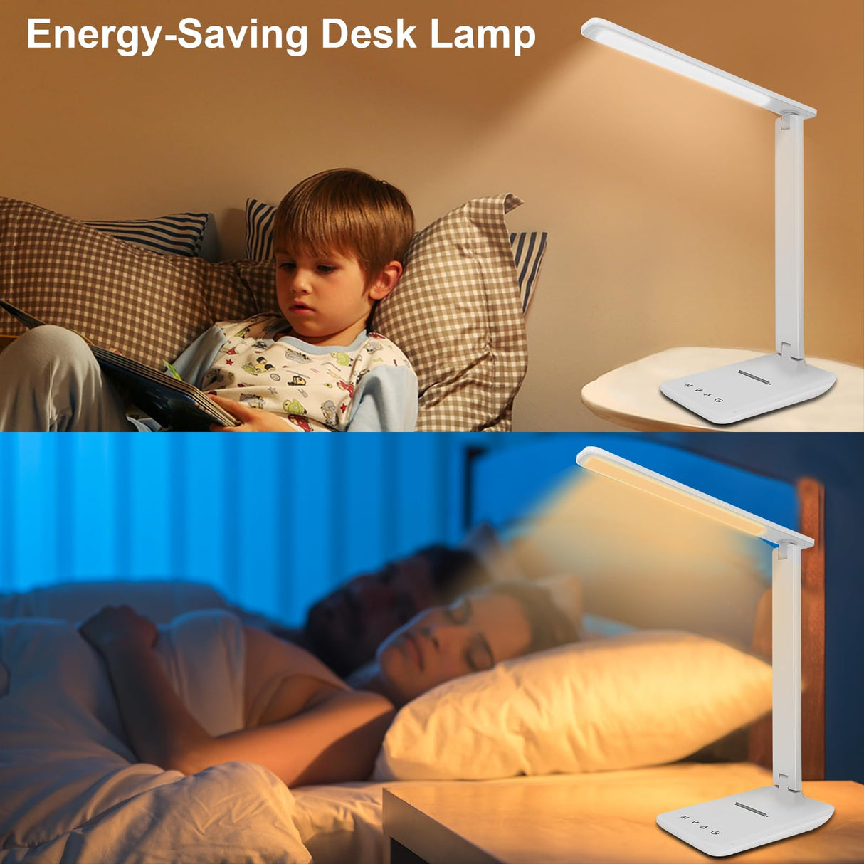 karidi LED Desk Lamp Dimmable Table Lamp Reading Lamp with USB Charging Port, 5 Lighting Modes, Sensitive Control, Foldable Portable Desk Light for Home Office Bedroom Reading (White) karidi