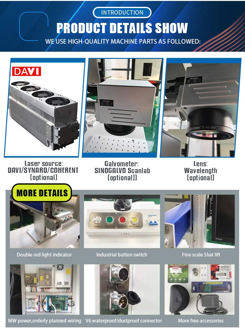 CO2 Galvo Laser Engraver Laser Marking Machine Laser Marker 30W, 140×140mm Lens with D80 Rotary Axis SFX