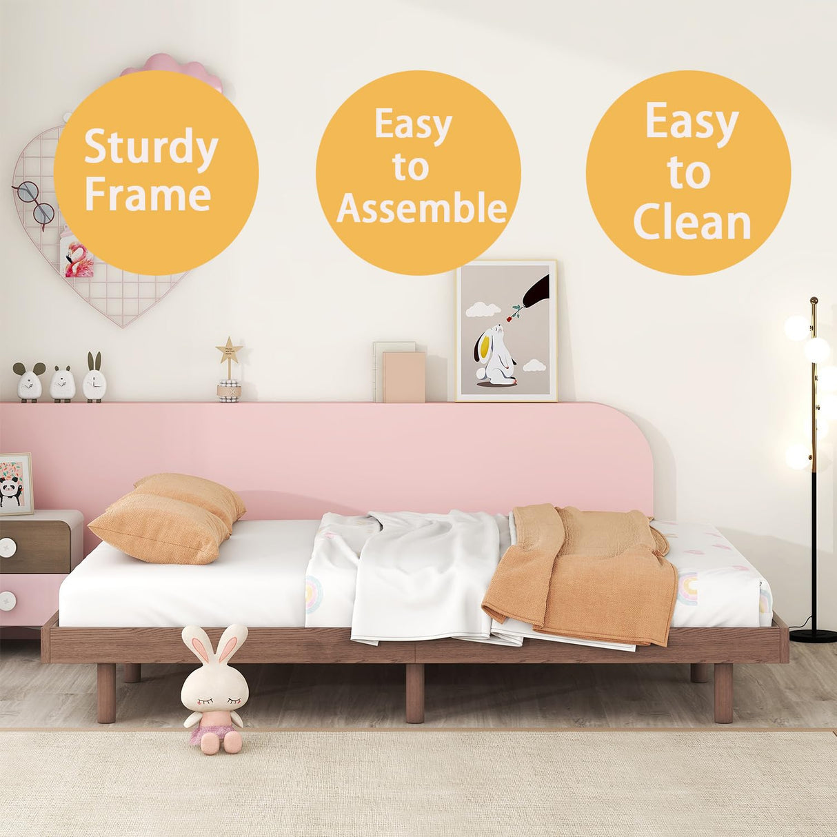 Klwenas Maec Full Size Floating Bed Frame Without Headboard,10.5" Wood Low Profile Platform Bed with Sturdy Slats Support,Noise Free,No Box Spring Needed,Noise-Free,Easy to Assemble (Walnut, Full) Klwenas Maec