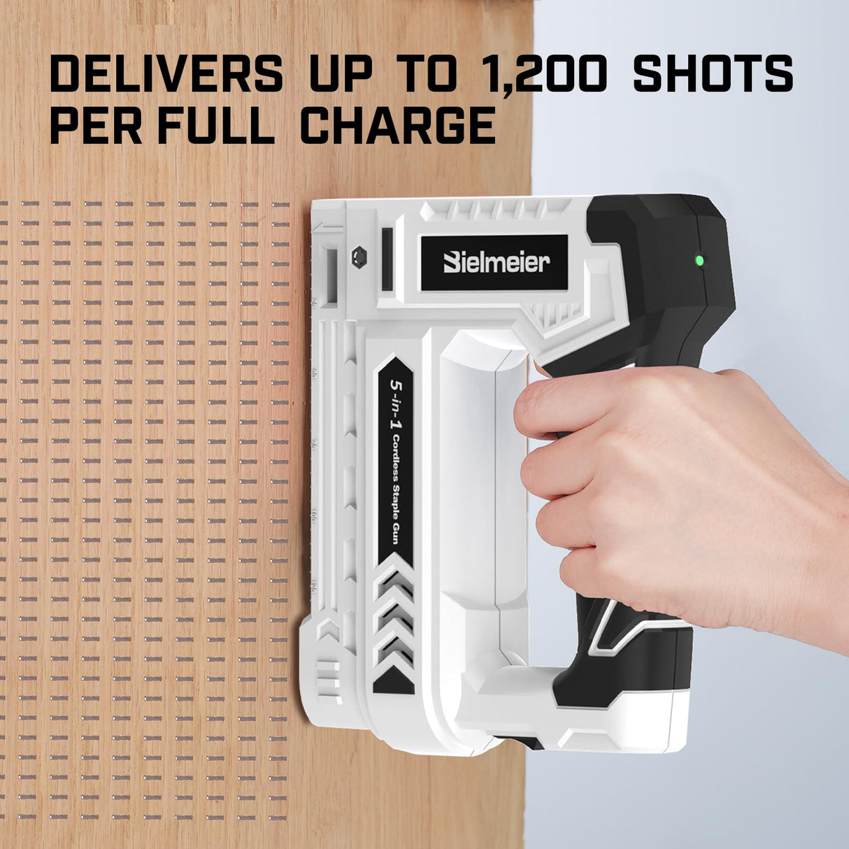 Bielmeier Electric Staple Gun 5 in 1 Band Nailer, 4V Rechargeable Cordless Stapler, Nail Gun Battery Powered with 2,000 Staples and Nails, Power Tacker Pin Nailer for Home Use, Wood, Upholstery, DIY BIELMEIER