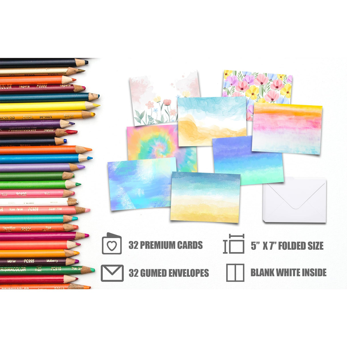 Card Making Supplies, Card Making Kit For Adults And Kids, 32 Blank Greeting Cards & Envelopes With Reusable Stamps DIY Greeting Card Set - Thank You Birthday Mother's Day Christmas Congradulation Fevanlion