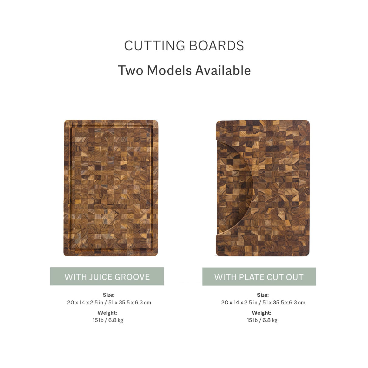 Teakhaus Butcher Block Carving Board - Extra Thick Cutting Board with Juice Groove and Grip Handles - Teak End Grain Wood - Knife Friendly - FSC Teakhaus