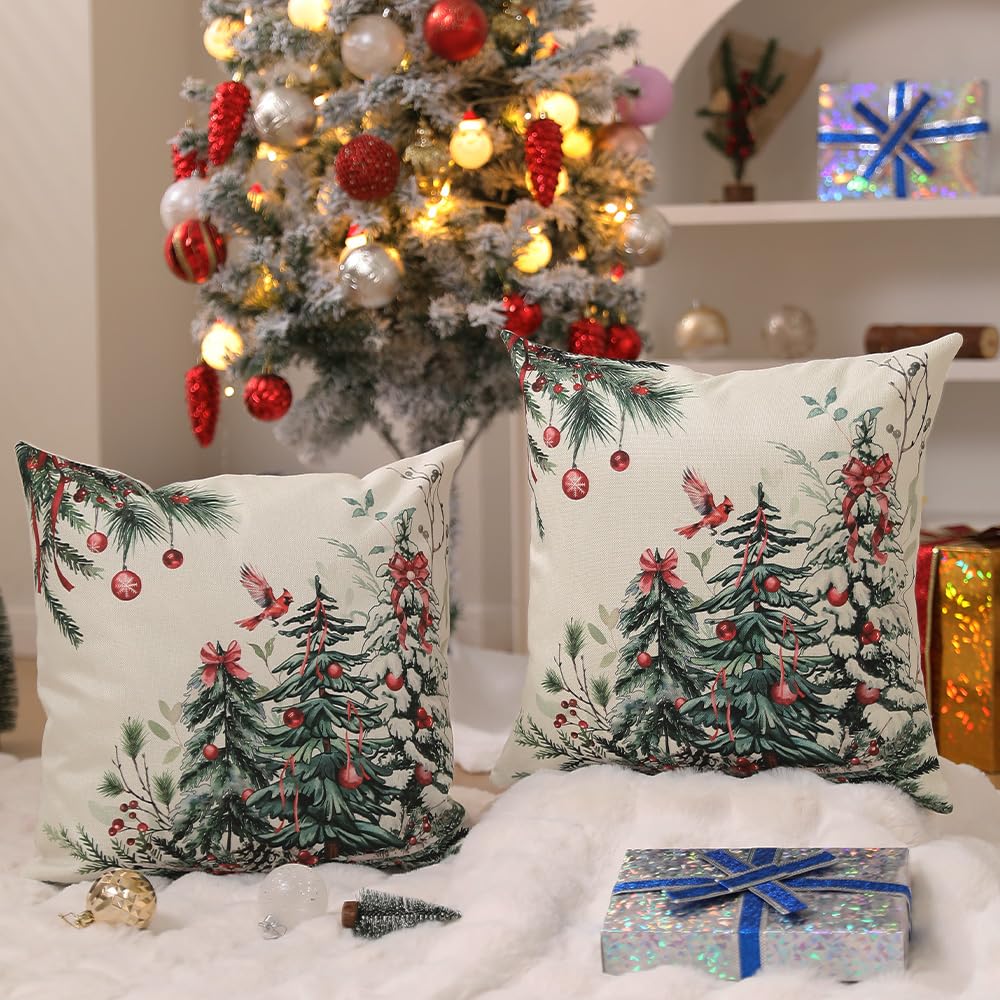 DFXSZ Christmas Pillow Covers 18x18 Inch Set of 2 Christmas Tree Decorations Throw Pillows Winter Xmas Decor for Home Couch TH-35B18 DFXSZ