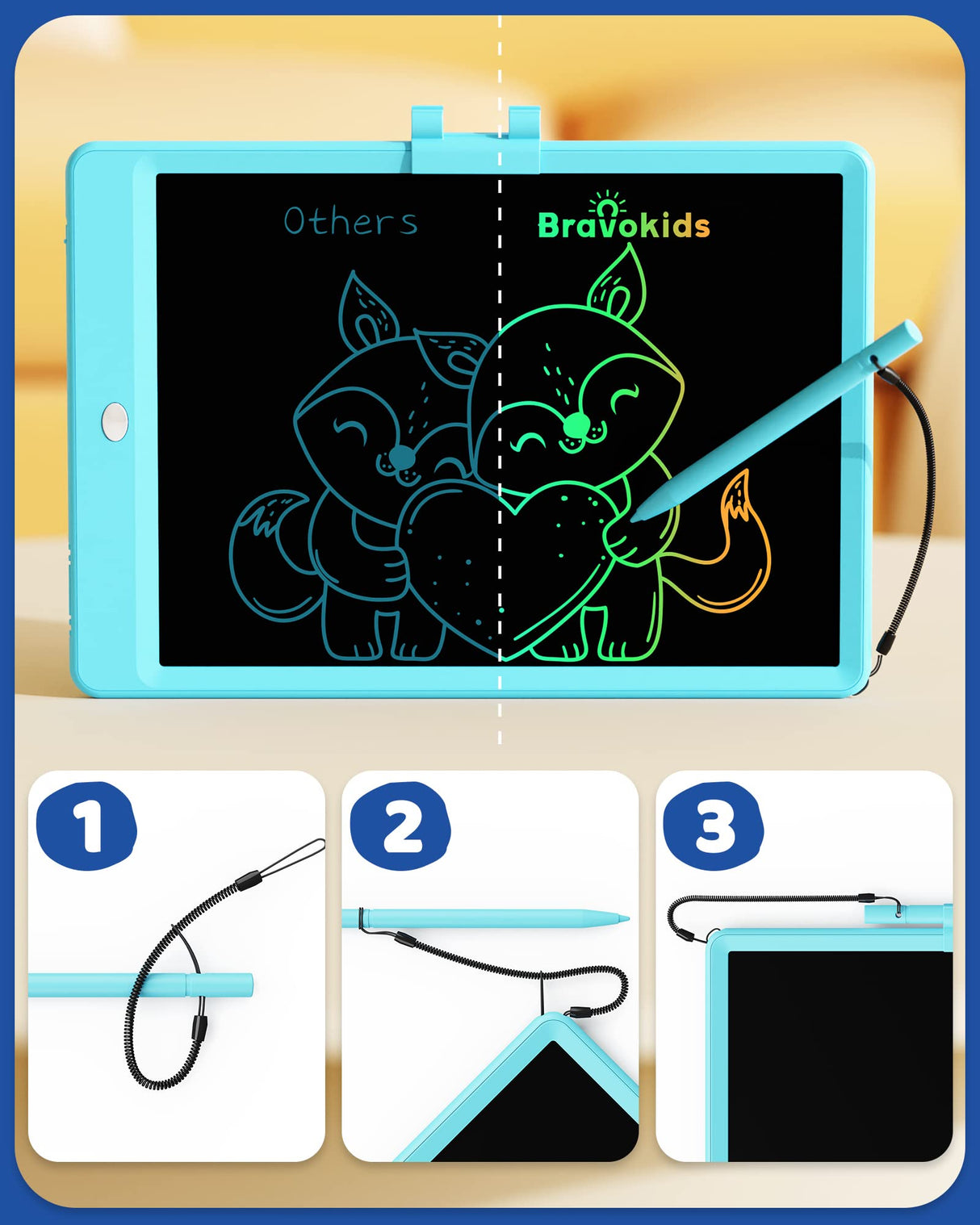 Bravokids Toys for 3-6 Years Old Girls Boys, LCD Writing Tablet 10 Inch Doodle Board, Electronic Drawing Pads, Educational Birthday Gift for 3 4 5 6 7 8 Years Old Kids Toddler (Blue) bravokids