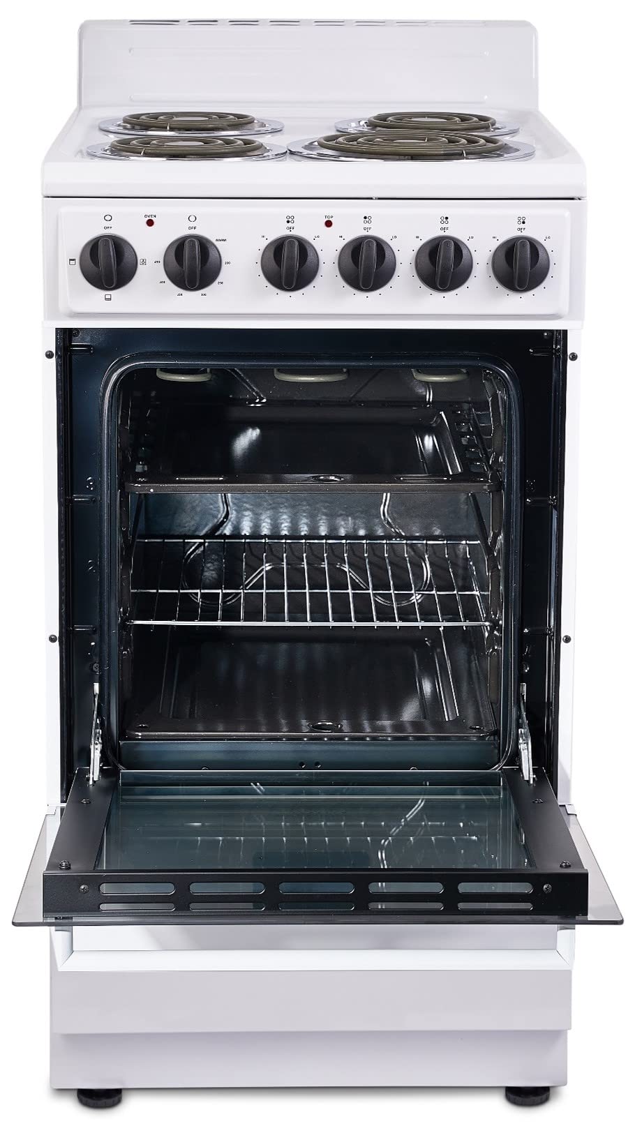 Premium Levella 20" Electric Range with 4 Coil Burners and 2.2 Cu. Ft. Oven Capacity in White PremiumLevella