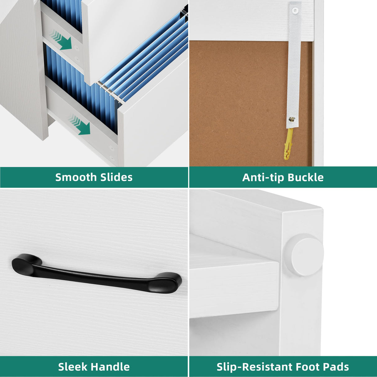 YITAHOME Wood File Cabinets, Heavy Duty Garage Tool Cabinets with Doors & Adjustable Shelves, Big Storage Filing Lockers for Home Office, Living Room, Pantry, Gym, Basement, Warehouse, White YITAHOME