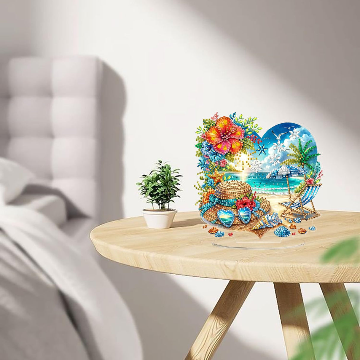 ARPADAMO Diamond Art Tabletop kit for Adult,DIY Diamonds Painting kit,Summer Beach Diamonds Painting for Adult, 7.2x7.2 inch Acrylic Diamonds Painting Board Kit, Special Crystal Diamond ARPADAMO