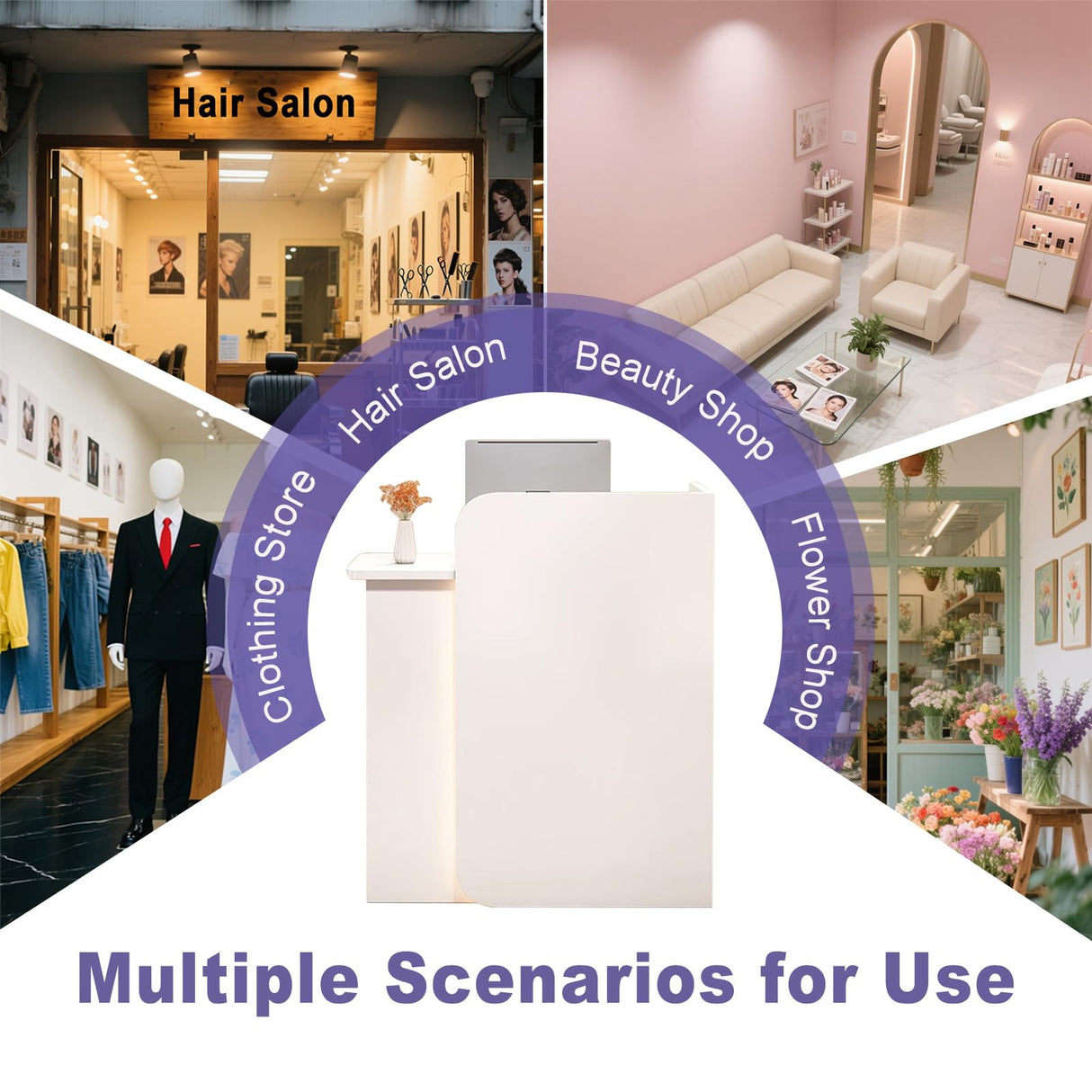 BFECGDXT Small Reception Desk with Counter, Modern L-Shaped Front Desk with Lockable Drawer, Retail Counter for Salon, Clothing Beauty, Left Corner 39.4in BFECGDXT