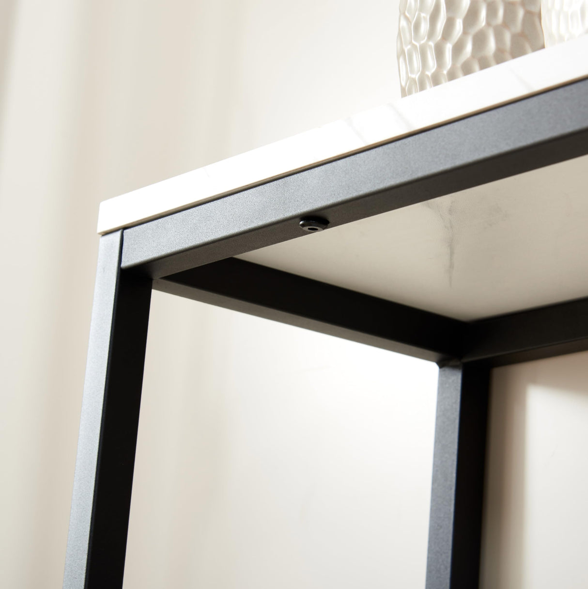 loglus Console Table for Entryway, Faux Marble MDF Sofa Table with Golden Frame (Double Layer, Black Frame) loglus