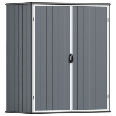Patiowell 5 x 3 FT Outdoor Storage Cabinet Plastic Shed Patio Storage Shed with Stable Roof and Lockable Doors Waterproof Resin Shed for Pool Storage, Tools and Patio Furnitrue Accessories, Dark Gray