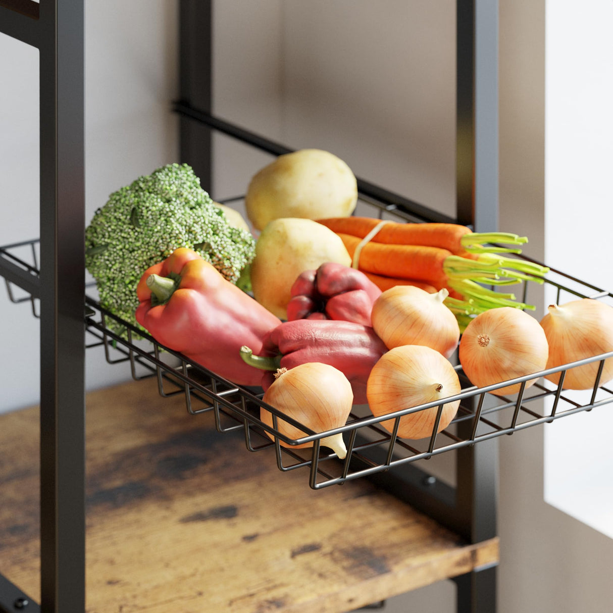 IRONCK Bakers Rack with 2 Storage Cabinets and Power Outlet, 45.3 Inch Industrial Coffee Bar Cabinet Shelves, Kitchen Microwave Stand with Storage, Vintage Brown IRONCK