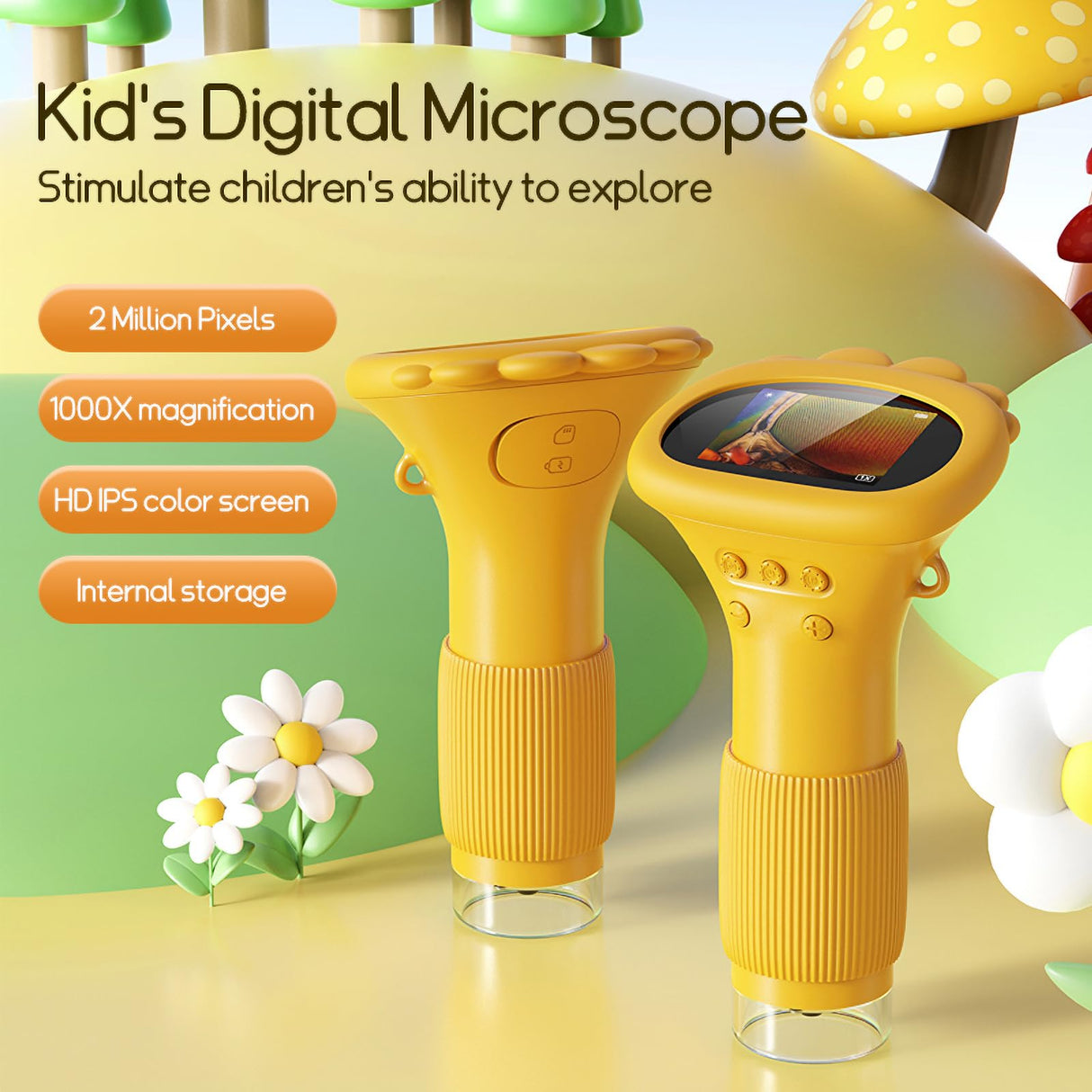 WINWEND Kids Microscope Pocket Microscope -1000X Portable Microscope for Kid | Photo and Video Mini Microscopes | 2'' Digital Little Scientist Microscopes for 3-10 Age Years Old Boys Girls Toys Gifts WINWEND