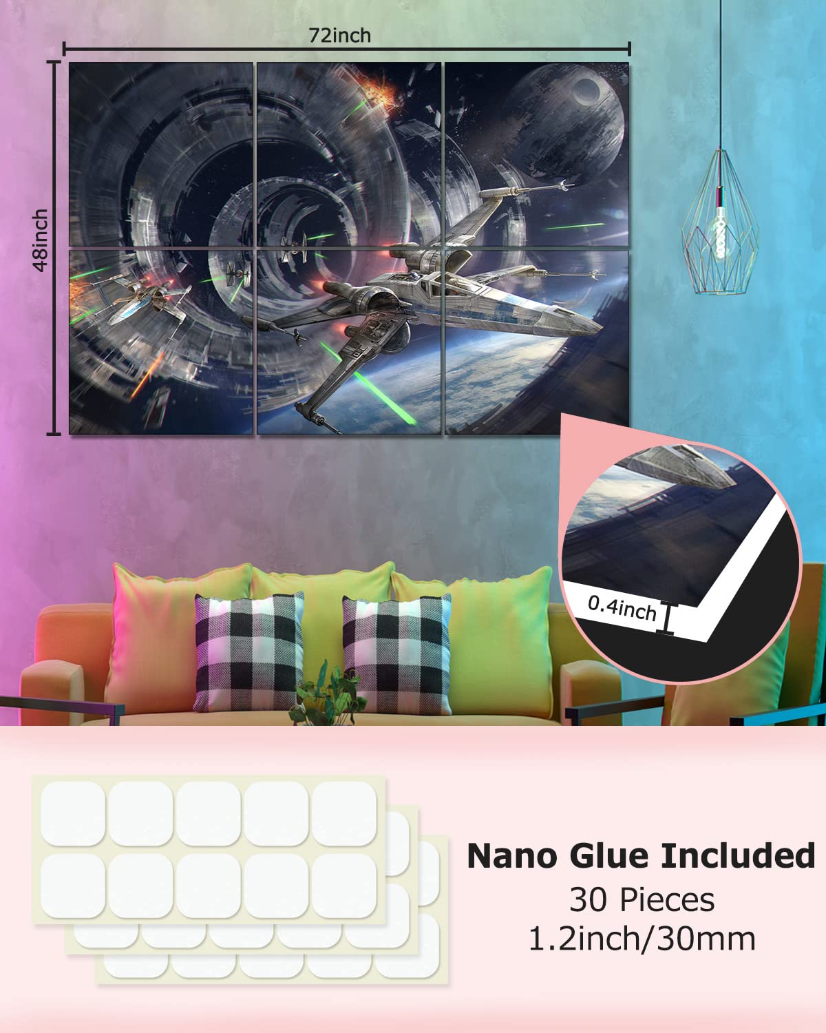 EVENRISING Art Acoustic Panels, 72"x48"x0.4" Sound Absorbing Panels,Better Sound Panels than Soundproof Foam,Premium Soundproof Wall Panels for Recording Studio, Star Wars EVENRISING