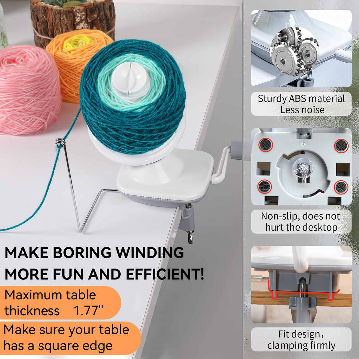 SPEENSUN Yarn Winder, Yarn Ball Winder, Easy-to-Install Efficiently Yarn Cake Winder Make Neat 3.5 oz Yarn Cake with Lower Noise, Yarn Winder for Crocheting for Crochet and Knitting Enthusiasts SPEENSUN