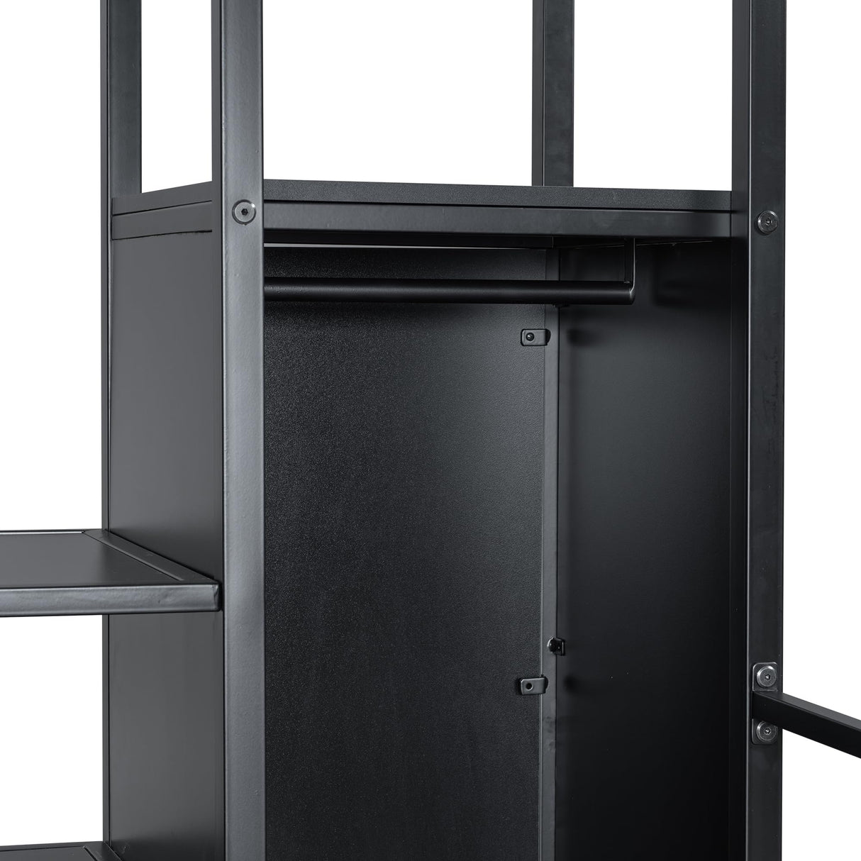 MERITLINE Full Gaming Loft Bed with Desk and Storage Wardrobe& LED RGB,Metal Gaming Bed with Stairs and Storage Case,for Adults Teens (Black) MERITLINE