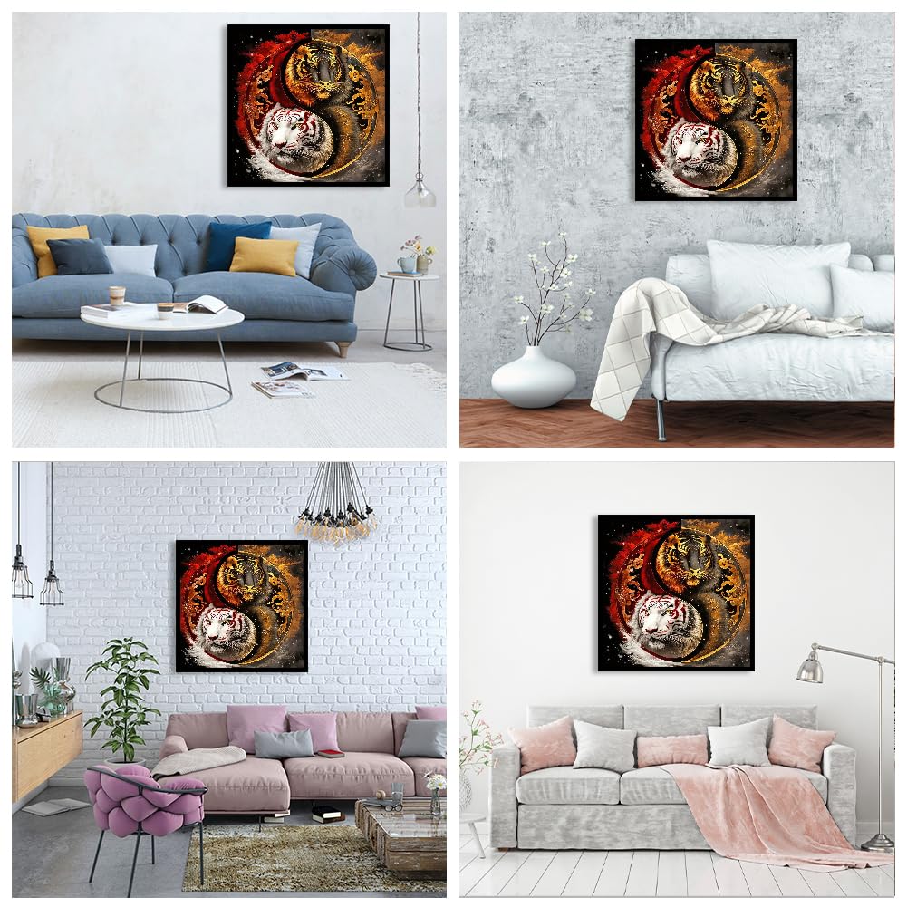 JFYHAB Tiger Diamond Painting Kits-Taichi Tiger Diamond Painting Kits for Adults,5D DIY Full Drill Dragon Diamond Art for Home Wall Decor 12x12inch JFYHAB