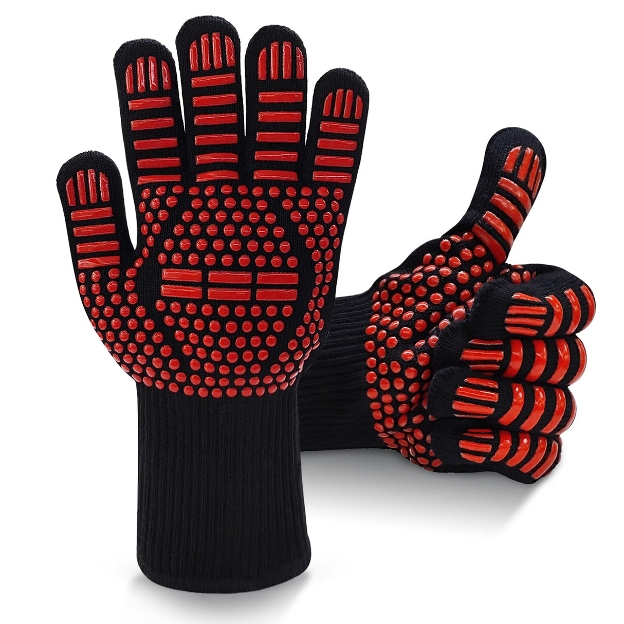 BBQ Gloves, Dakiwin Heat Resistant BBQ Gloves(1472°F), Silicone Non-Slip Oven Gloves, Grill Gloves Heat Proof for Men/Women, Oven Gloves with Fingers for Kitchen Cooking,Grilling Dakiwin