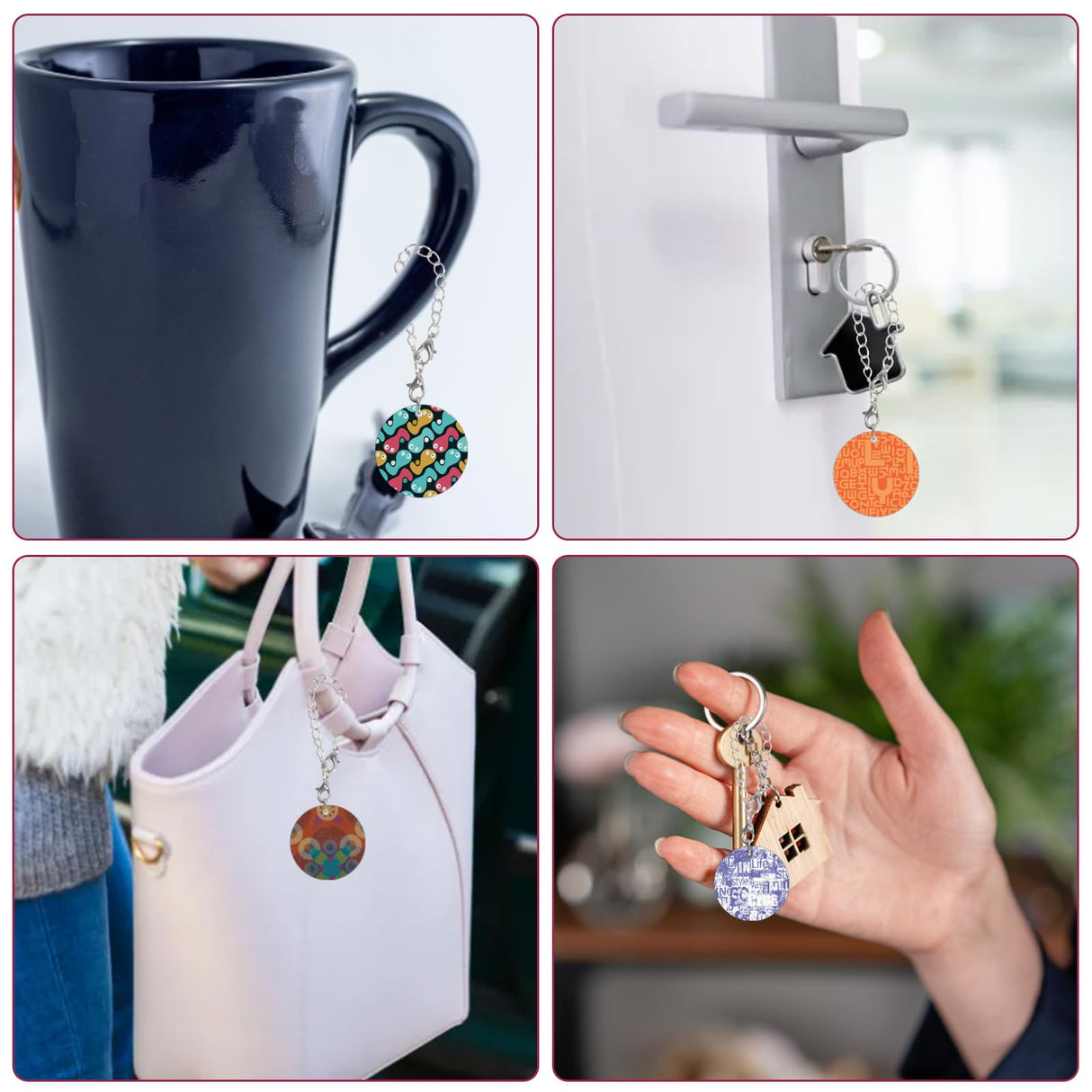 25 Sets Sublimation Charm Accessories for Cup Name ID Cup Charms for Tumbler Bulk MDF Sublimation Blanks with Chains Jump Rings for DIY Crafts Gift Olutacot