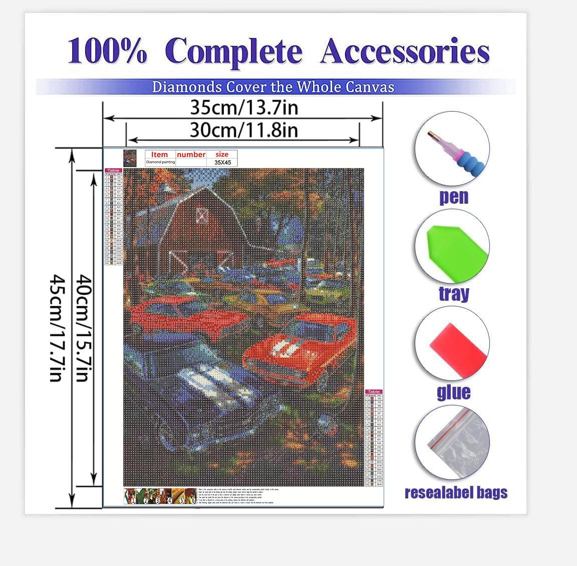 BOHADIY Diamond Painting Kits for Adults and Kids Cars Diamonds Art Paint with Diamonds Large Size Inch 5d Diamond Painting Crystal Diamond Cross DIY 5D Round Full Drill Art 16 × 12in BOHADIY