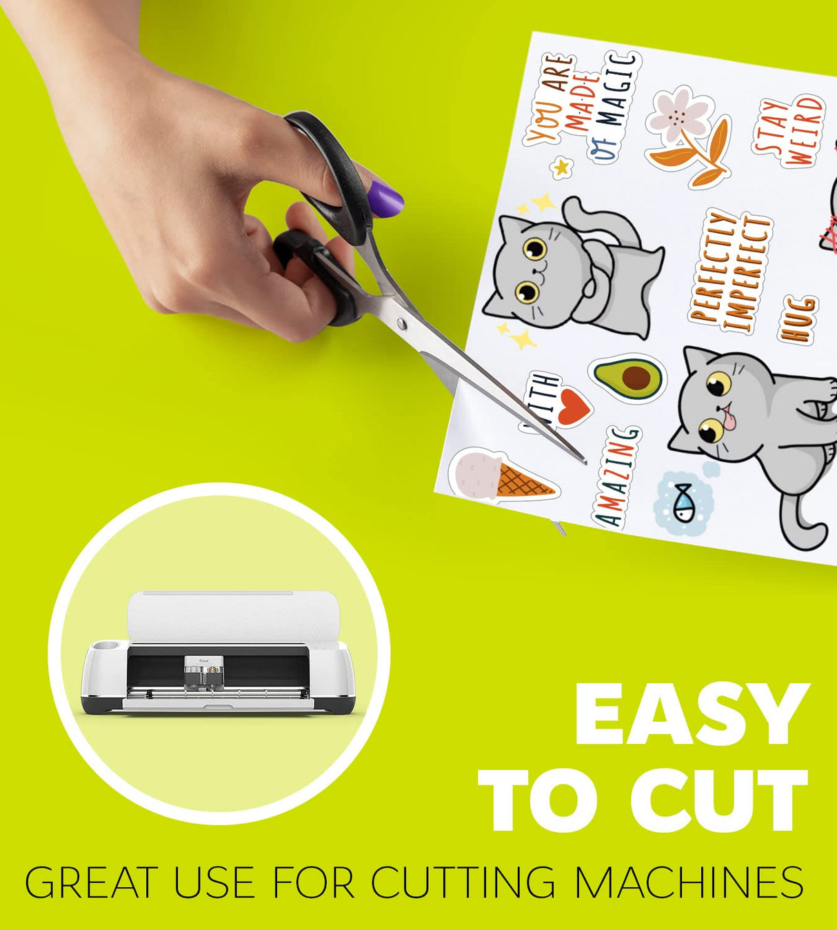 Premium Printable Vinyl Sticker Paper for Inkjet Printer and Laser - 20 White Matte Sticker Paper Waterproof - Durability Adhesive Paper 8.5 x 11, Fast Dry, Holds Ink Well, Great for Cutting Machines SMALL SMILE