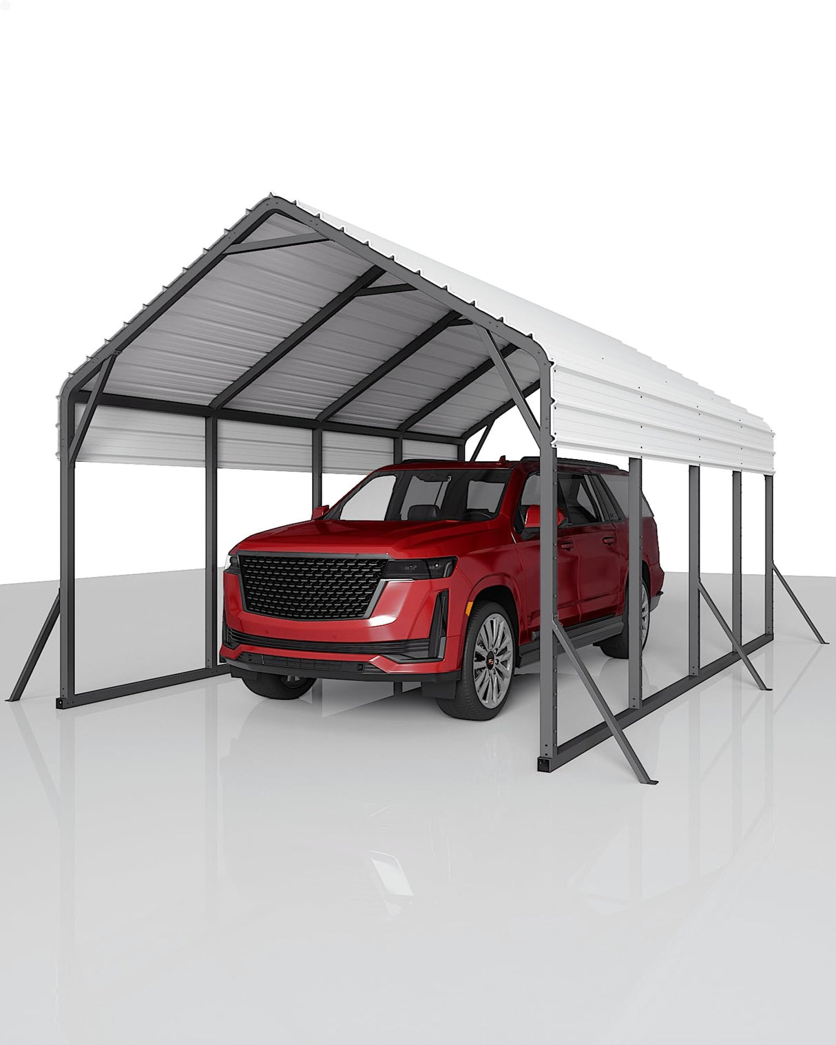 Garveelife 13'x21'x11' Oversized Metal Carport, Steel Heavy Duty Carport for All-Weather, Permanent Shelter for Bass Boats, Pickup Trucks, and Tractors, N.W. 660 Lbs GarveeLife