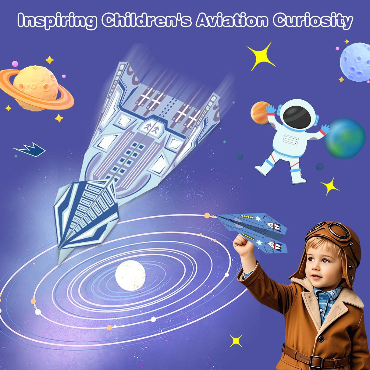 LEERYOUQU Kids Paper Airplane Kit, Creative Paper Airplane Book with 16 Classic Designs & 32 Planes Sheets, Origami Airplanes Kit for Kids Ages 8-12 +(New English Instructions) LEERYOUQU