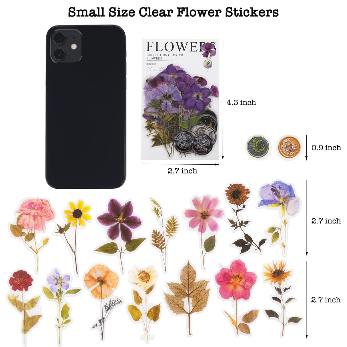 Knaid Pressed Flower Themed Stickers Set (320 Pieces) Dried Flowers Resin Stickers Decals Floral Botanical Journaling Stickers for Scrapbook Supplies Junk Journal Bullet Journal Planner Laptops Knaid