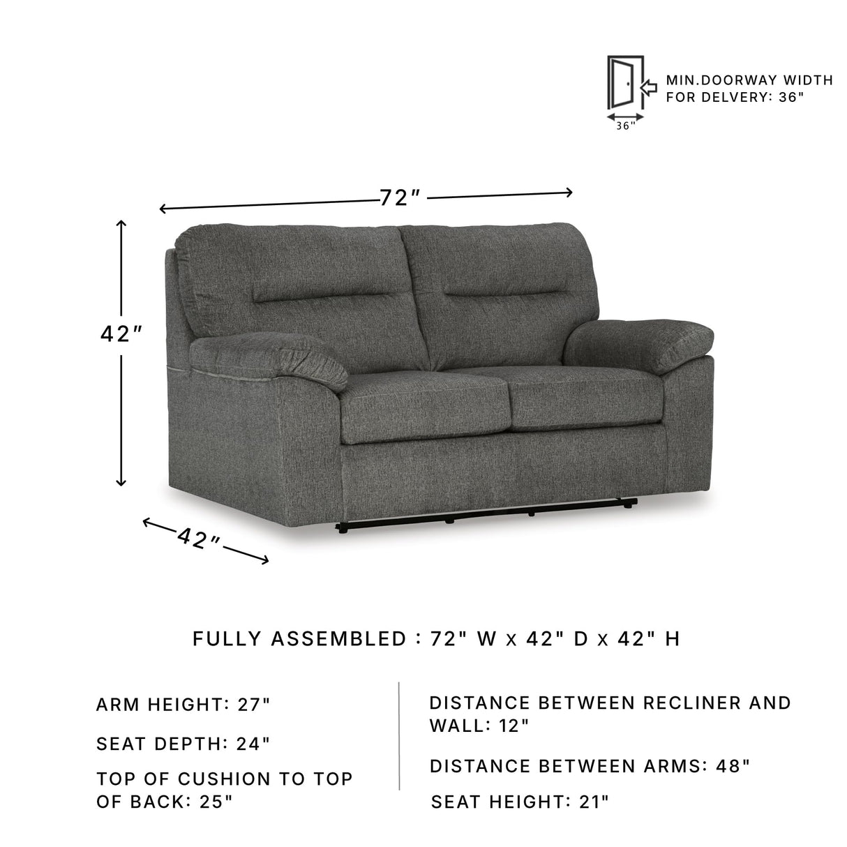 Signature Design by Ashley Bindura Contemporary Glider Loveseat with Non-skid Legs, Light Gray Signature Design by Ashley
