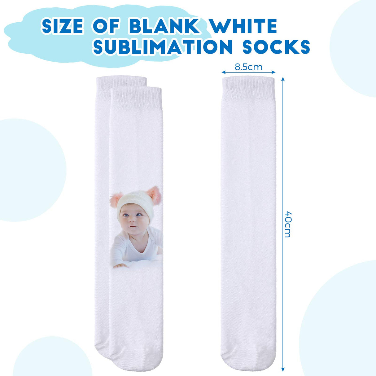 Geyoga 12 Pairs Blank White Sublimation Socks, Tube Socks for Men Women, Sublimation Print Ready Socks for Adult DIY Socks Geyoga