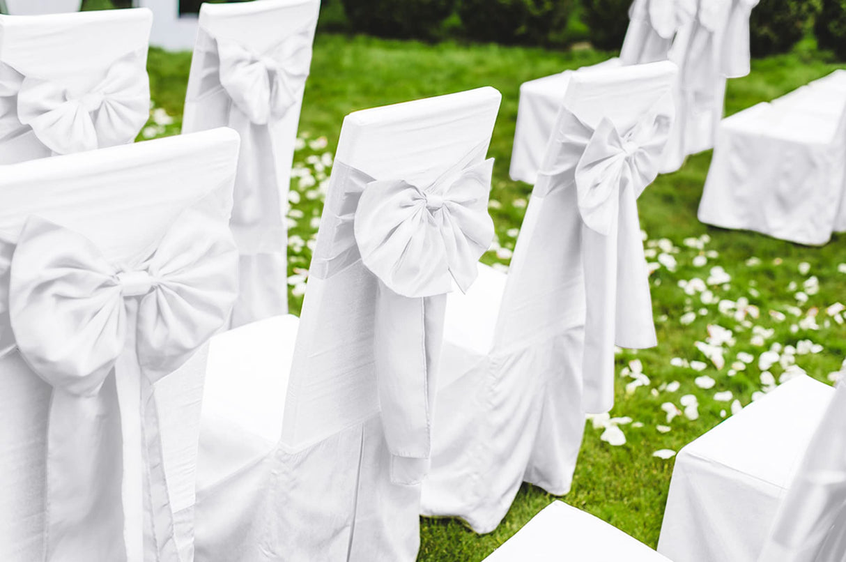 12 Pack White Satin Table Runner 12 x 108 Inch Long Premium Table Runners for Wedding Party Events Decoration, Birthday Parties, Banquets Decorations, Graduations, Engagements YMHPRIDE