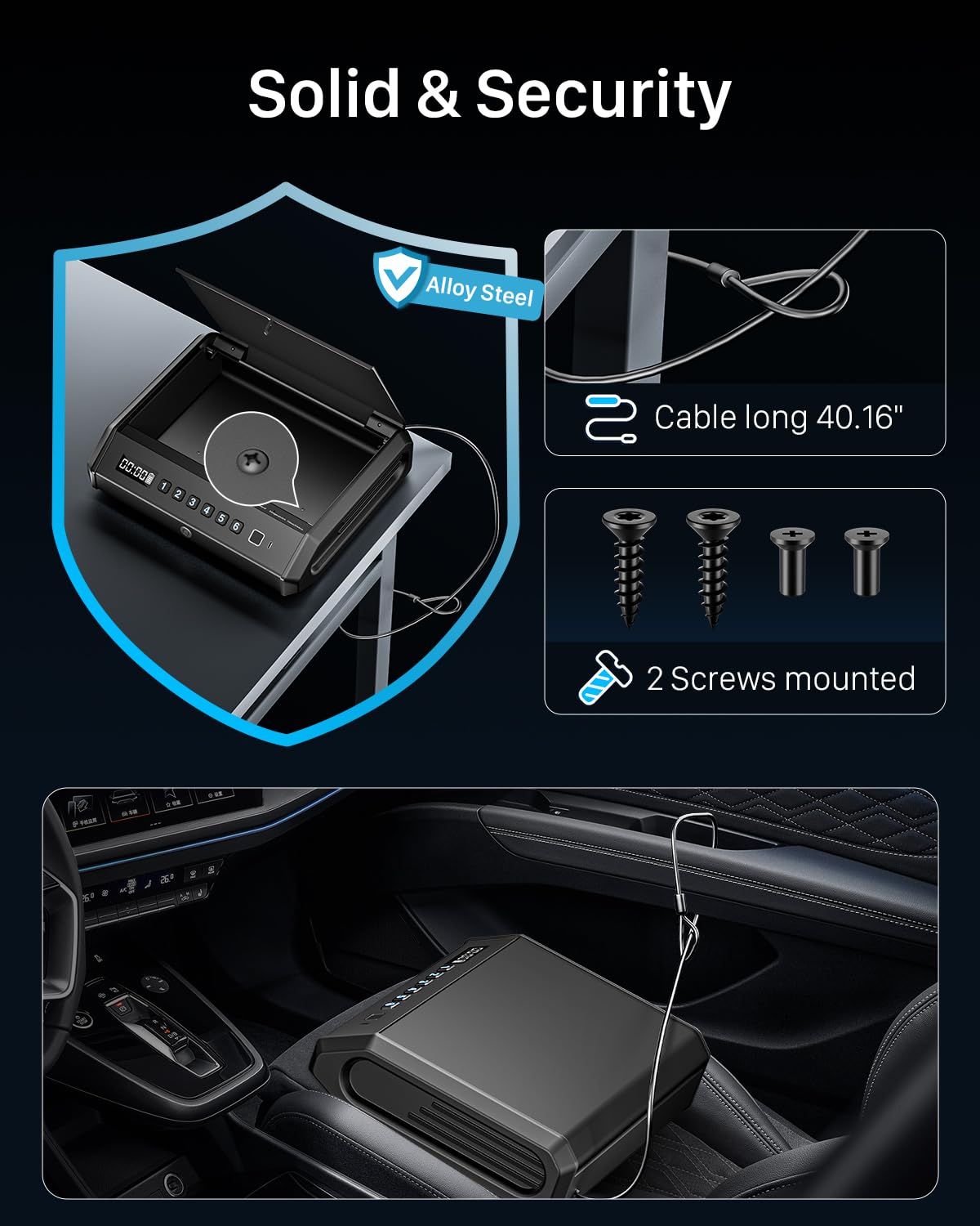 TOPMEDA Large Biometric Gun Safe fits 4 Pistols, 100 Sets of Fingerprint Handgun Safe with Internal Light & Silent Mode, Gun Lock Box for Home Bedroom Bedside Nightstand and Car TOPMEDA
