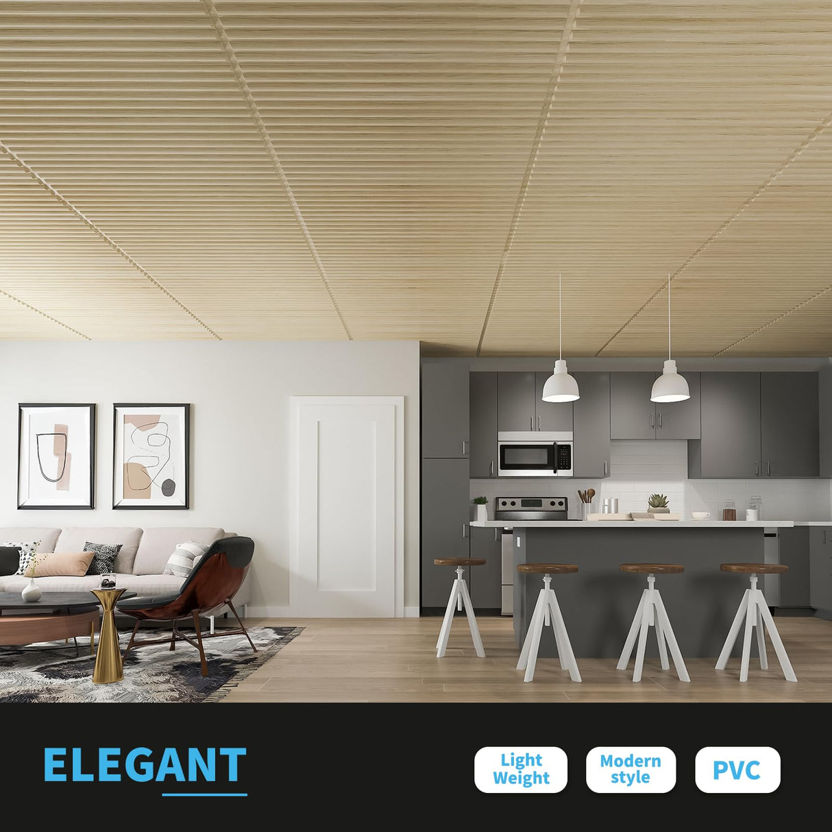 Art3d 2x4 ft Drop Ceiling Tiles in Oak, 12-Sheet Semi-Cylinder Design 3D Wall Panels for Interior Wall Decor 24x48 inch Art3d