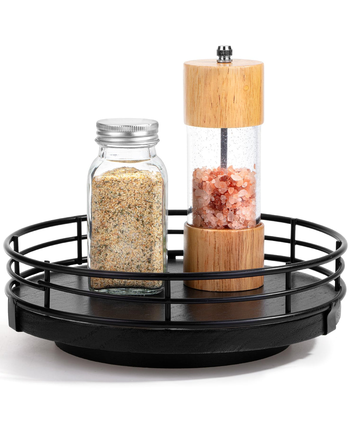 BAMBOO LAND- Lazy Susan Turntable Organizer, 9", Black, Lazy Susan for Table Top, Wooden Lazy Susan, Wood Lazy Susan, Lazy Susan for Dining Table, Black Lazy Susan, Table Lazy Susan Wood BAMBOO LAND