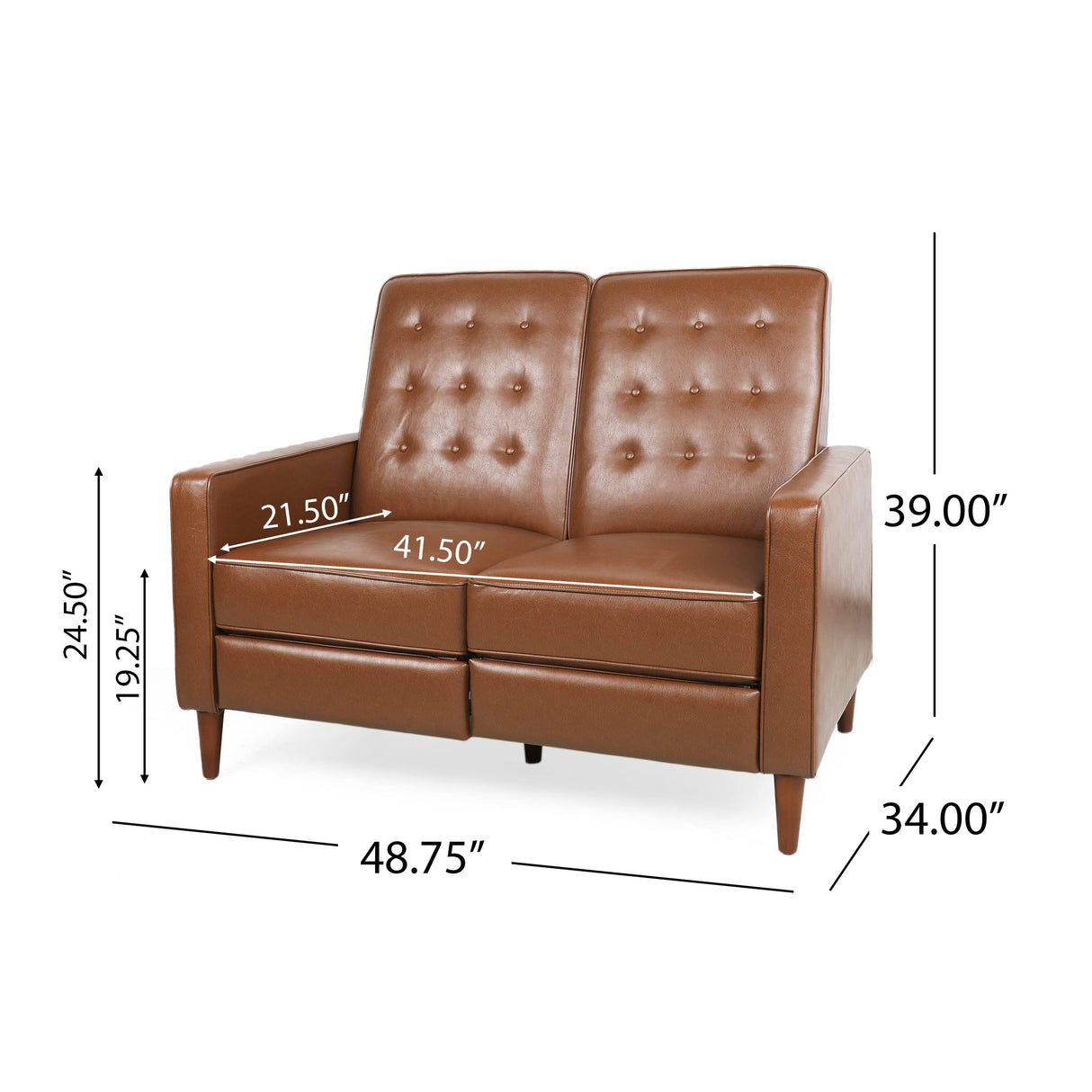 Christopher Knight Home Denison Tufted Loveseat Pushback Recliner - Faux Leather - Cognac Brown/Dark Espresso Christopher Knight Home