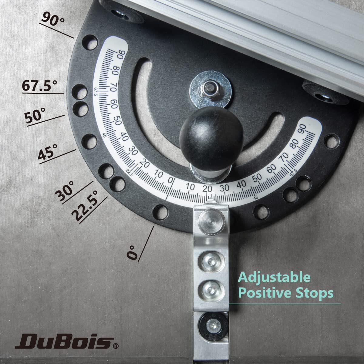 DuBois 51007 Table Saw Miter Gauge Fence System w/ 13 Precise Angle Stops & Standard 3/4”x 3/8”T-Slotted Miter Bar w/T-Slot Plate, Includes T-track Miter Fence, T-track Flip Stop, SEA/Metric Scale DuBois