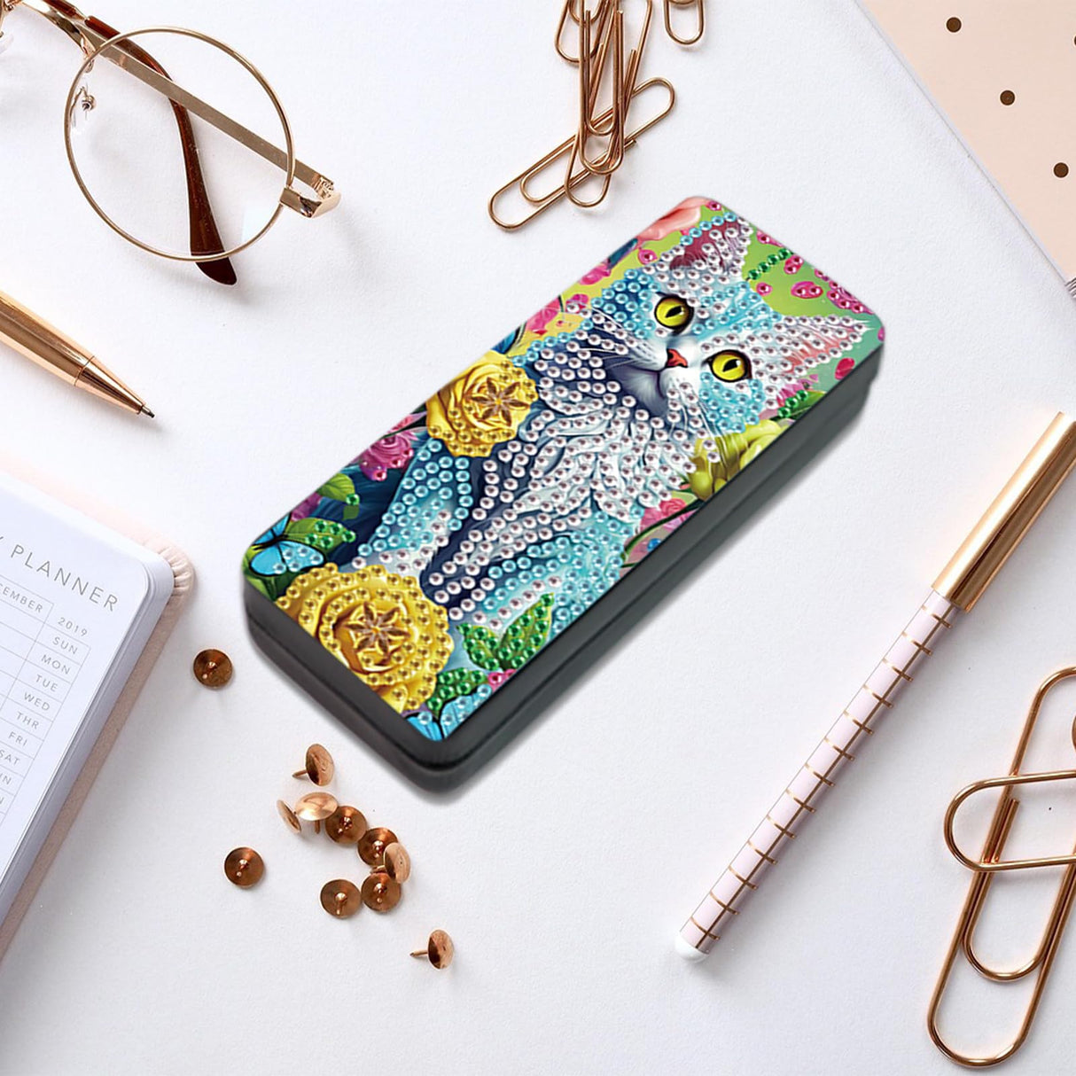 JISHSHAY Diamond Art Glasses Case Cat Diamond Painting Glasses Holder Gem Art Sunglasses Holder Gem Painting Sunglass Organizer Mosaic Kits for Adults Embroidery Kit Jigsaw Puzzles Eyeglass Case JISHSHAY