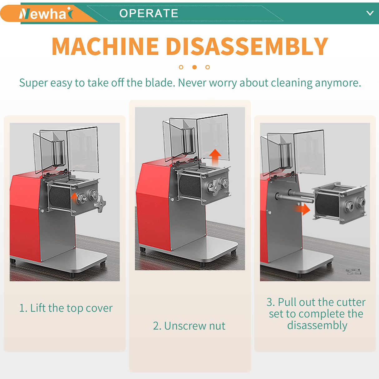 Newhai 850W Meat Cutter Machine, Commercial Meat Cutting Machine 5mm/0.2inch Heavy Duty, Stainless Steel Meat Slicer Shredder Restaurant, for Boneless Meat Soft Vegetables Newhai