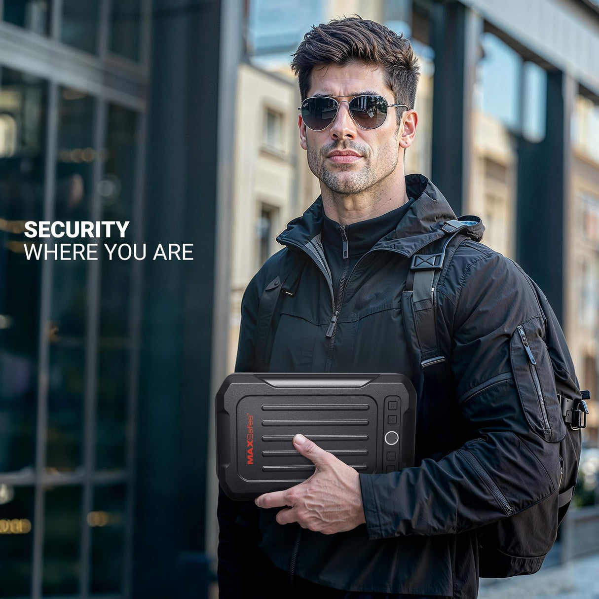 Portable Pistol Safe Biometric Gun Safe with Keys Quick Access Smart Fingerprint Handgun Safe, Keypad for Cars, Travel, Nightstand, Bedside 20002-SF MAXSafes