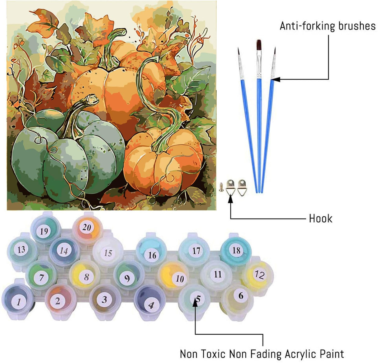 Apcufir Pumpkins Paint by Numbers for Adults Beginners,Fall Paint by Number Kits,DIY Paint by Numbers on Canvas Oil Painting for Home Wall Decor16X16 Inch Apcufir