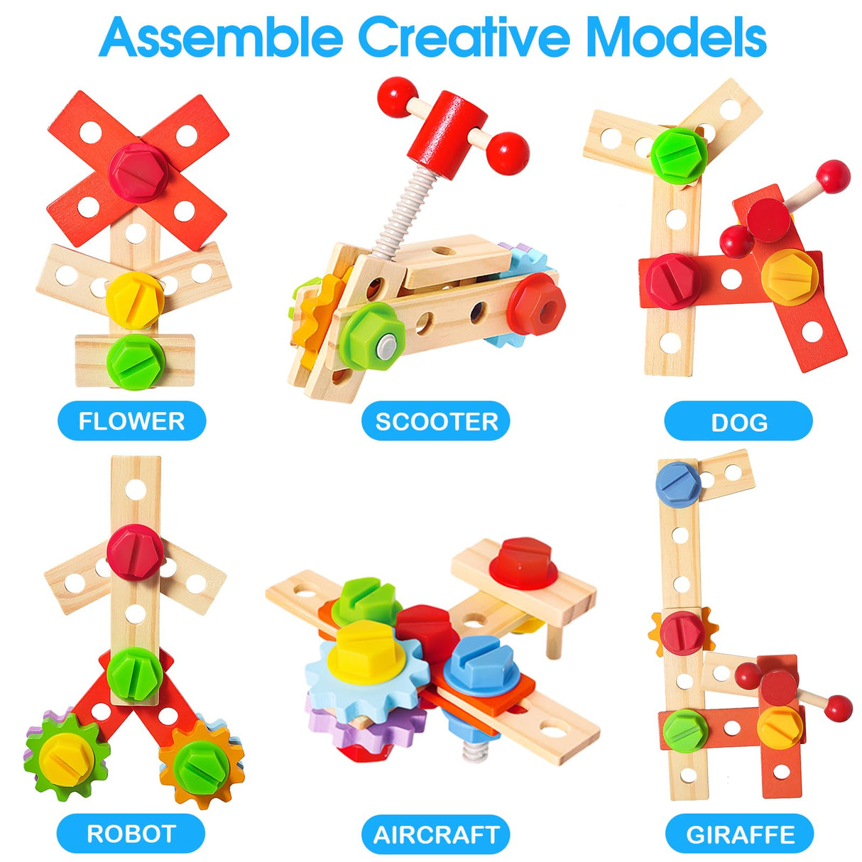 Kids Tool Set with Electric Drill, 39 Pcs Wooden Toddler Play Tool Bench Kits with Tool Box, Montessori STEM Educational Pretend Construction Toy for 3 4 5 6 Year Old Boys Girls Birthday Gifts BAODLON