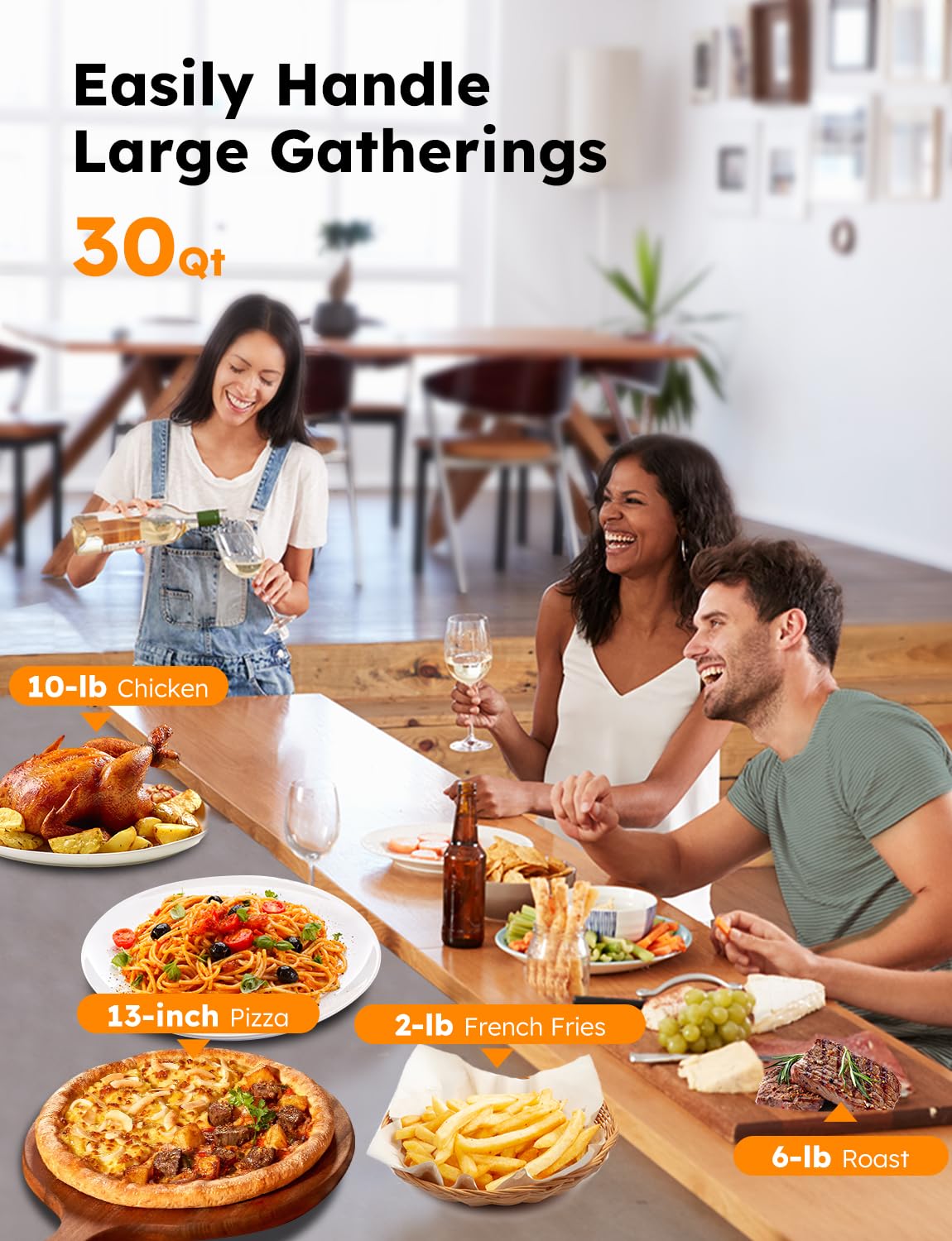 Nuwave Bravo XL Pro Air Fryer Toaster Oven, Improved 100% Super Convection, Quicker & Crispier Results, 100 Presets, Multi-Layer Even Cooking, 50-500F, Smart Probe, PFAS Free, 30QT, Stainless Steel Nuwave