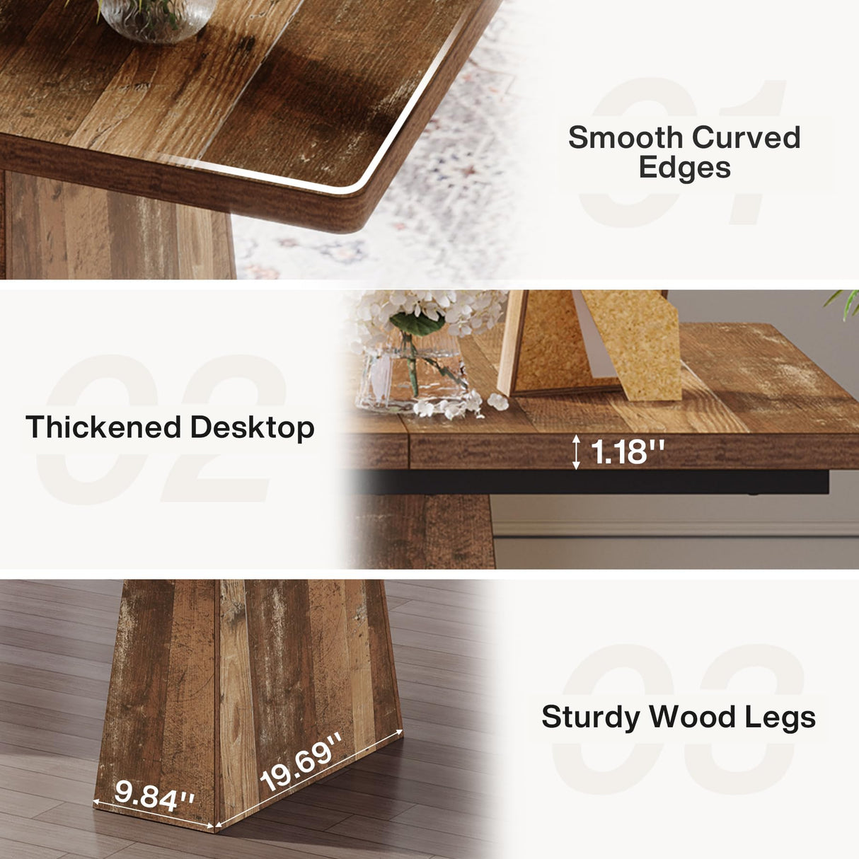 Tribesigns 63-Inch Executive Desk, Large Office Computer Desk with Double Pedestal, Modern Simple Workstations Writing Table Conference Table Business Furniture for Home Office, Espresso Brown Tribesigns